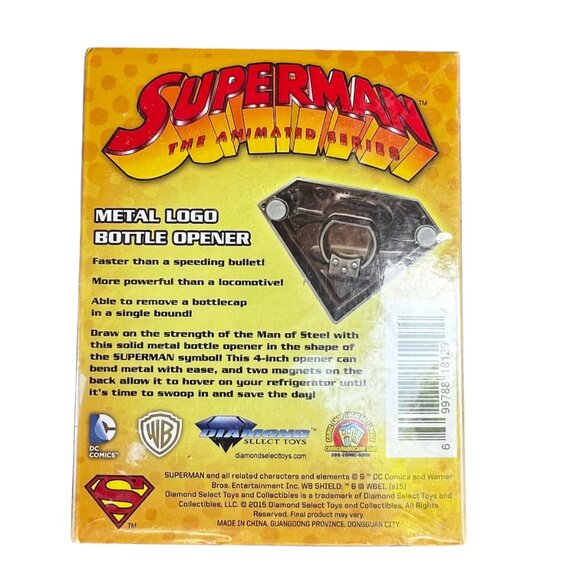 Superman The Animated Series Metal Logo Bottle Opener NWT - Picture 2 of 3